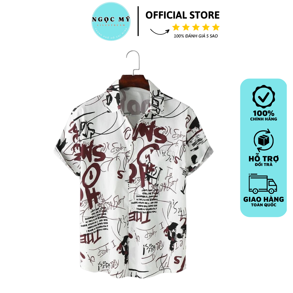 Áo Sơ Mi Nam Cộc Tay Họa Tiết Vải Lụa Thoáng Mát Thời Trang Xân Hè - Mrmystore