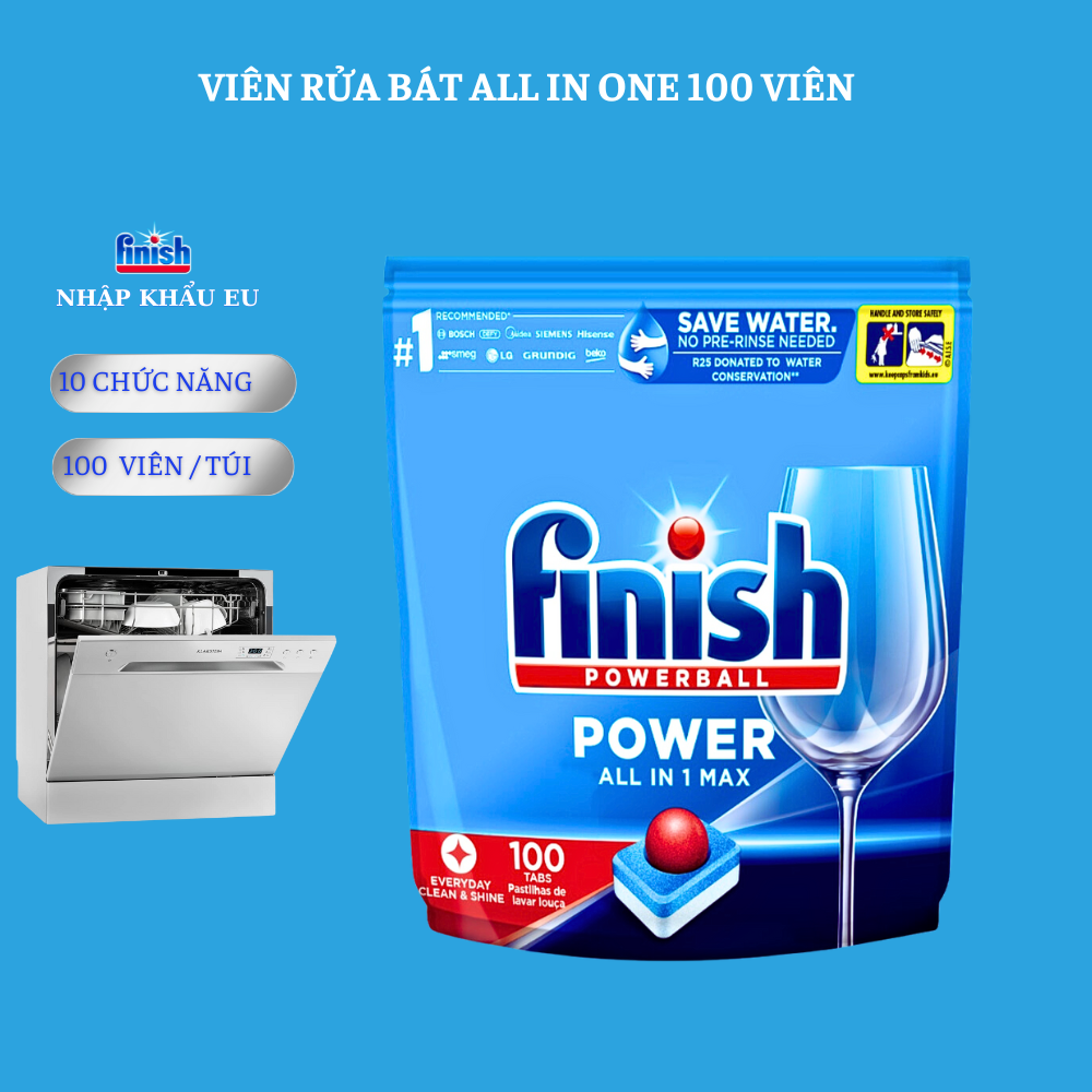 Viên rửa bát Finish All in One max 100 viên