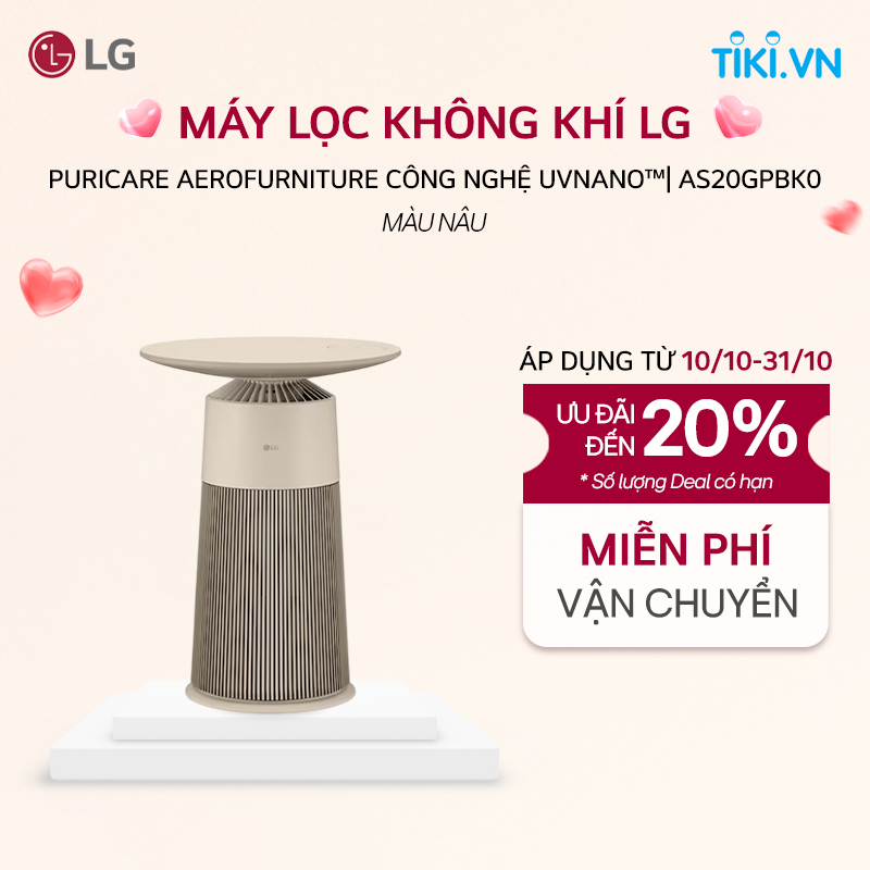 [Chỉ giao Miền Nam] Máy lọc khí LG PuriCare AeroFurniture Công nghệ UVnano Màu nâu - AS20GPBK0.ABAE - Hàng Chính Hãng