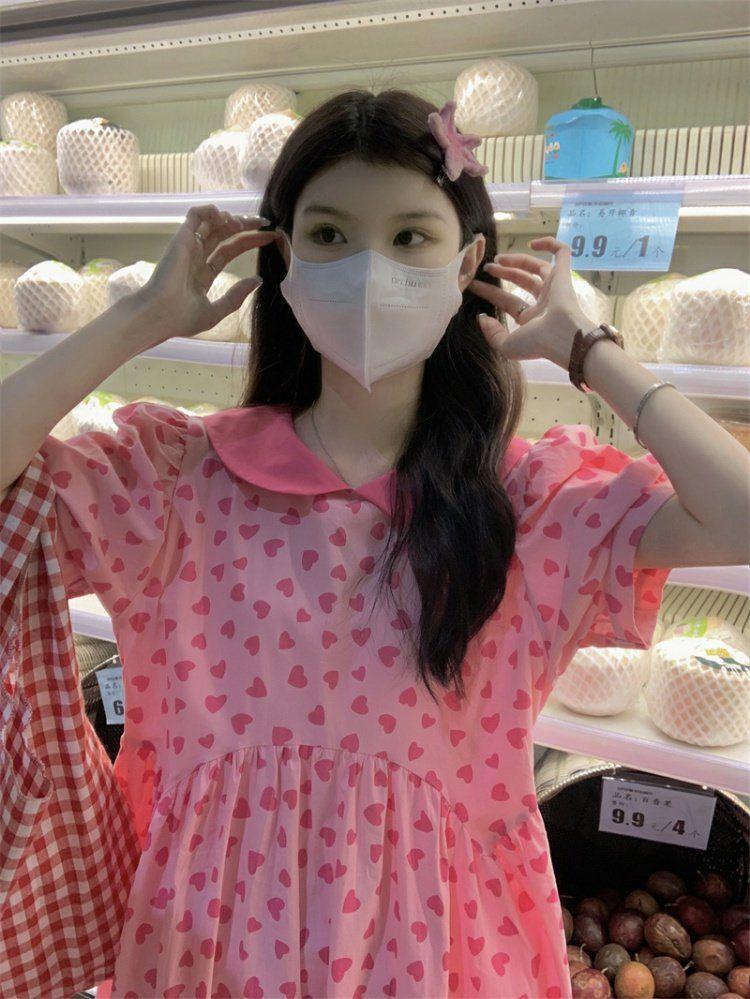 CHENGRUI Váy cổ búp bê Pháp cho nữ mùa hè 2023 đầm dài thắt lưng mỏng sinh viên ngọt ngào dịu dàng váy gió