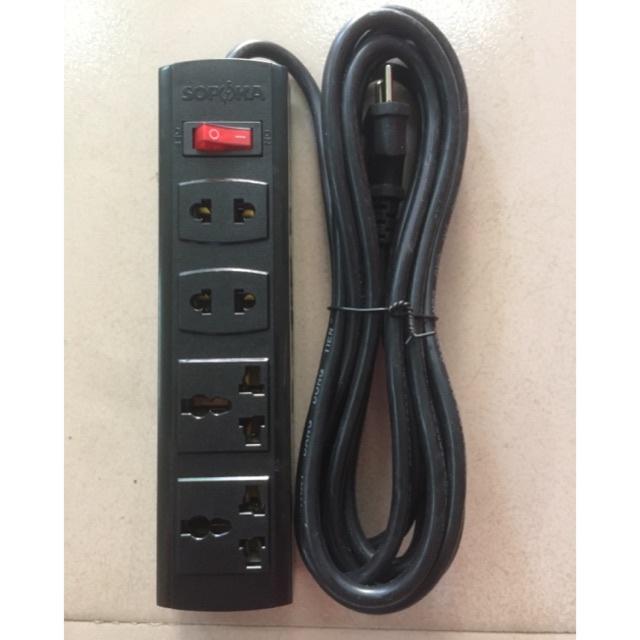 Dây ổ cắm điện 3 lỗ, 4 lỗ đến 6 lỗ có công tắc an toàn chịu tải 1200W - 2200W SOPOKA