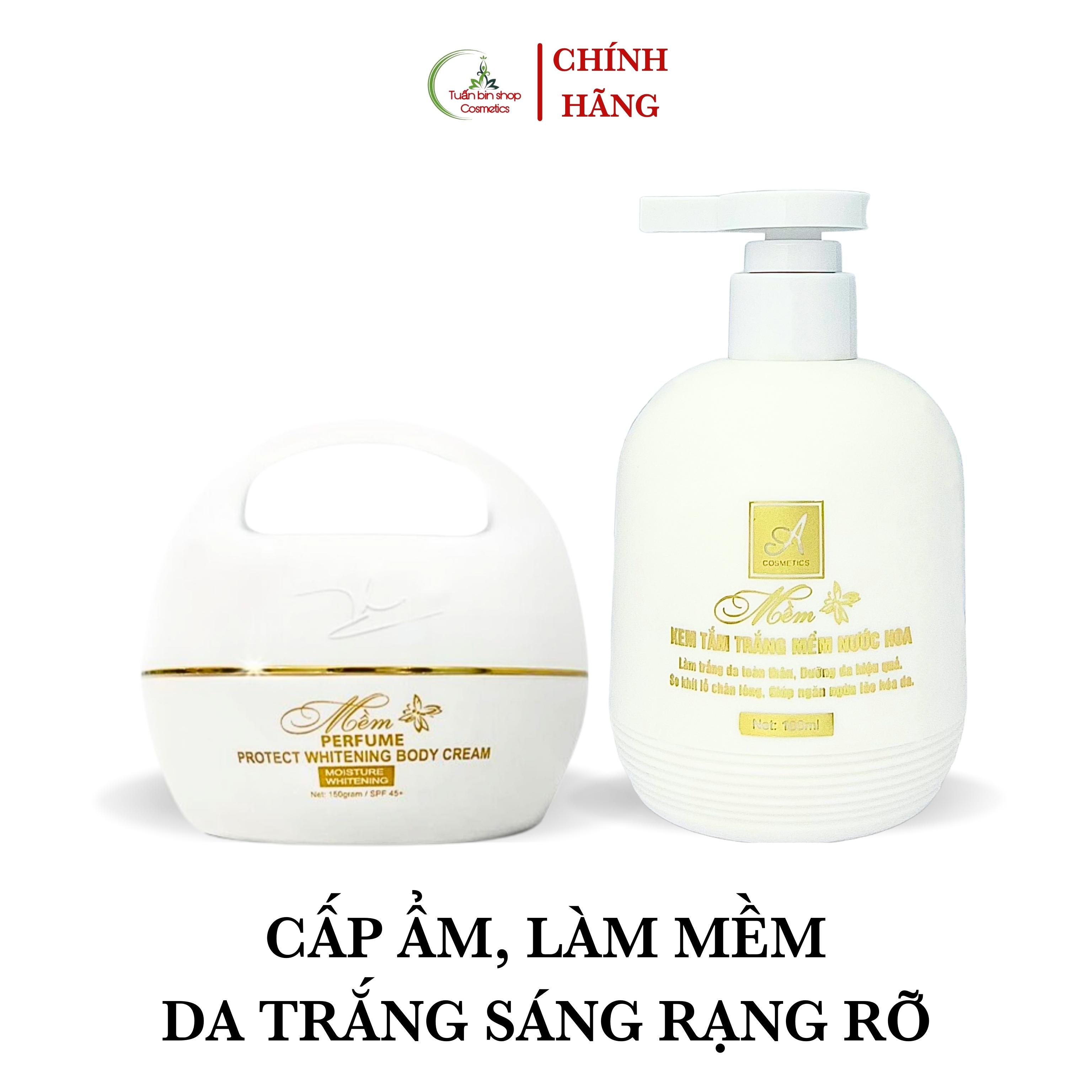 Combo Kem body mềm Acosmetics và tắm trắng mềm nước hoa, dưỡng trắng da toàn thân 250g