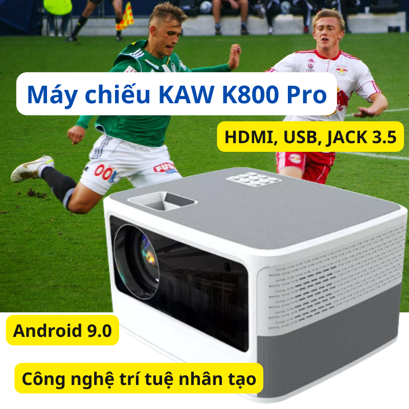 Máy Chiếu Mini KAW K800 Hệ Điều Hành Android 10 - Kết nối Điện thoại, Máy tính có HDMI