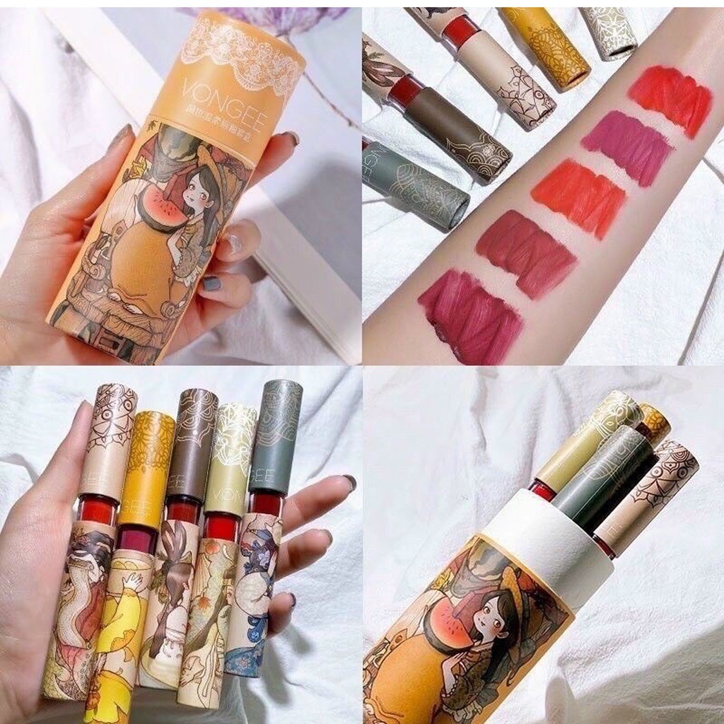 Hộp 5 Thỏi son VONGEE phiên bản cổ trang siêu lì dưỡng môi