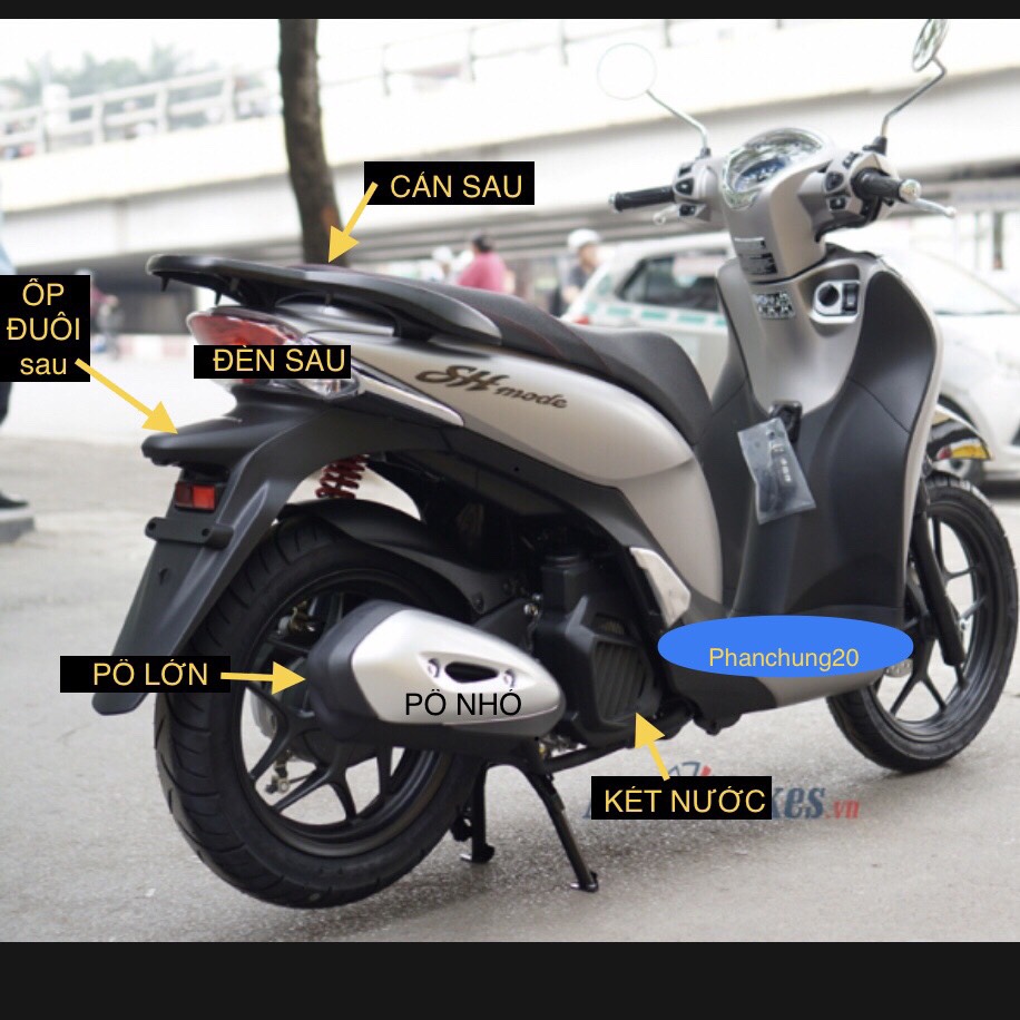 ỐP CHE PÔ DÙNG CHO ĐỜI XE SH MODE 2013 2014 2015 2016 2017 2018 2019 CROM
