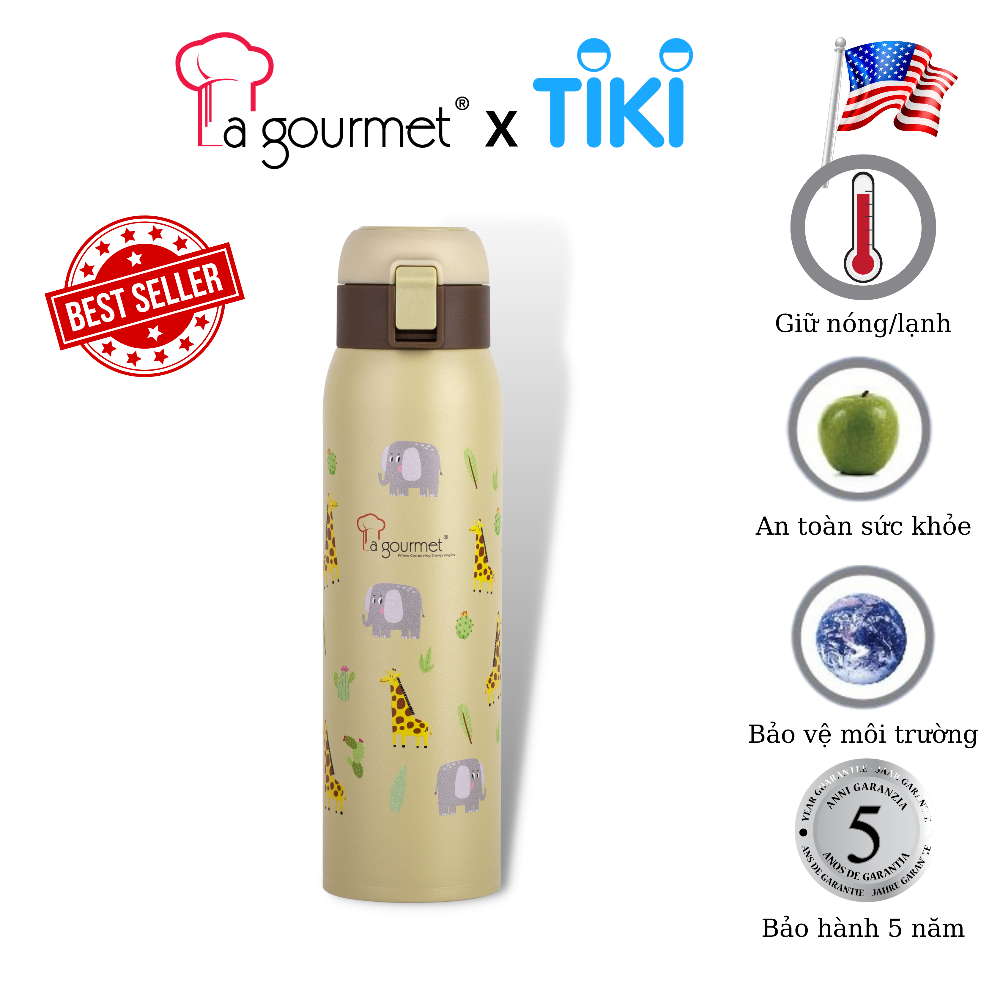 Bình giữ nhiệt cao cấp La gourmet Save The Planet 600ml - 375902