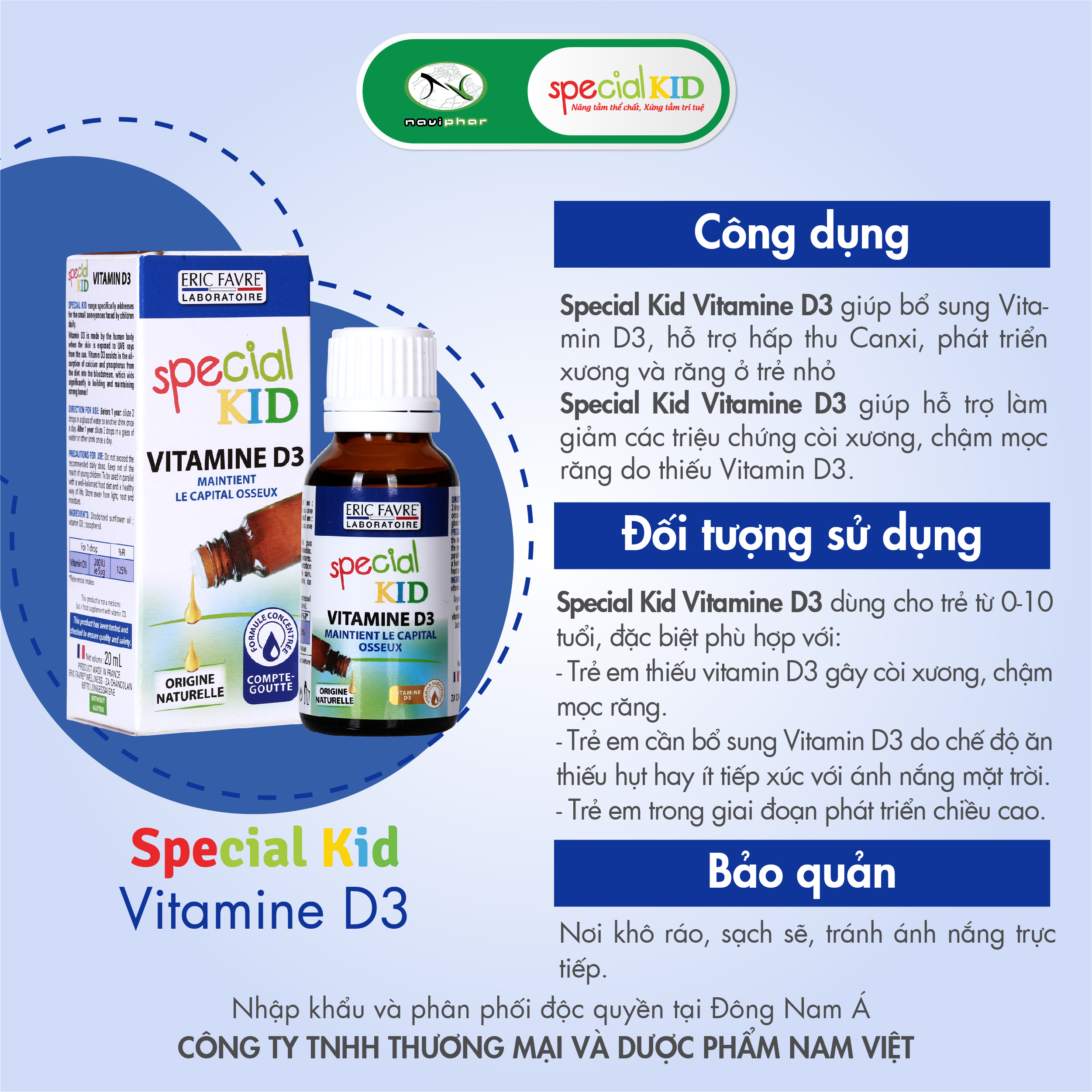 TPBVSK Special Kid Vitamine D3 - Xương răng chắc khỏe, cơ thể cứng cáp (20ml) [Siro – Nhập khẩu Pháp]