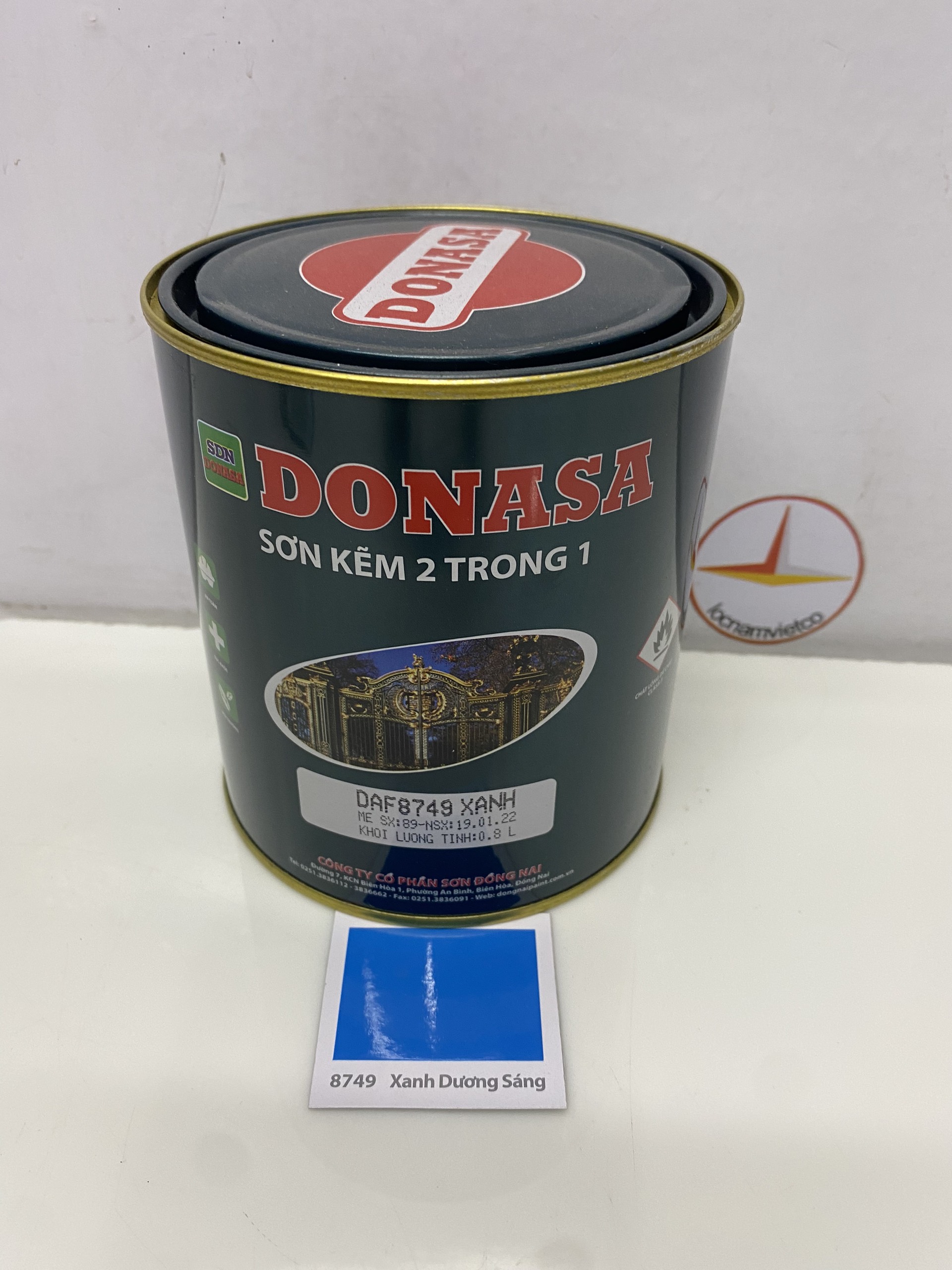 Sơn Sắt Kẽm Donasa 2 trong 1 màu DAF 8749 Xanh dương sáng _ 800ml