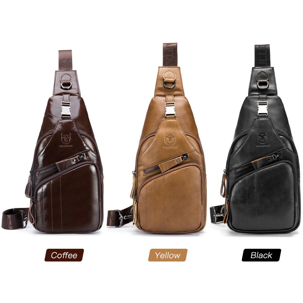 Túi đeo ngực bằng da với gam màu vintage cho nam chống nước Chống trộm