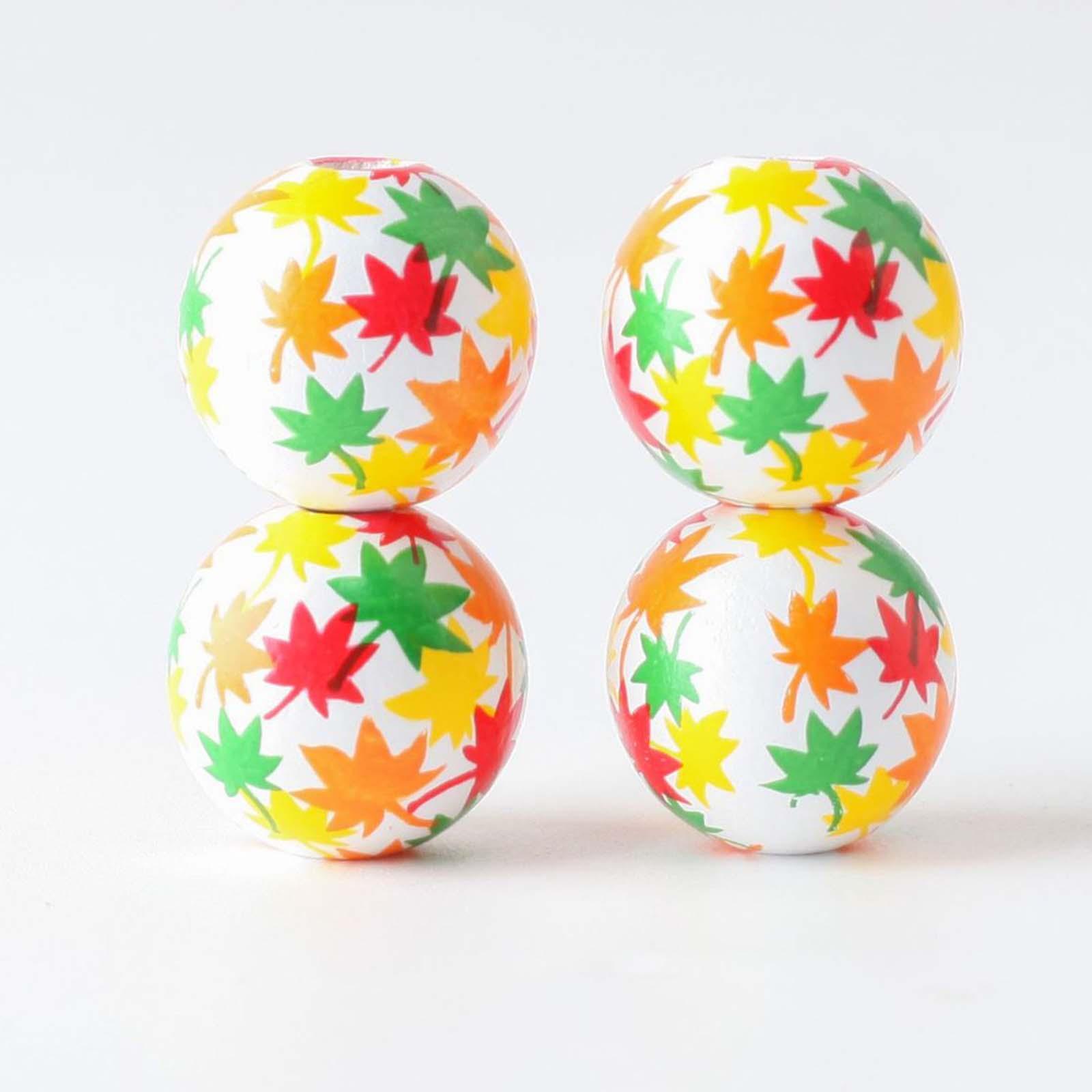 Thanksgiving Fall Beads Wooden Beads Beading Round Ornament Maple Leaf Beads Loose Beads Spacer Beads for Pendant DIY Crafts Jewelry Making