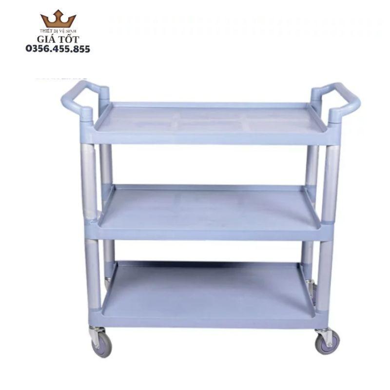 XE ĐẨY DỌN THỨC ĂN 3 TẦNG BẰNG NHỰA KHÔNG BAO GỒM KHAY,XÔ L-010