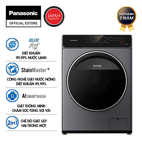 Máy Giặt Cửa Trước Panasonic 9,5 Kg NA-V95FC1LVT - Diệt khuẩn đến 99.99% - Tính năng sấy tiện ích - Hàng Chính Hãng (Xám) - Giao Toàn Quốc