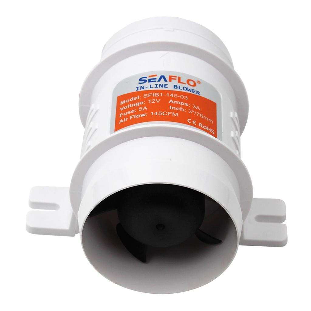3" Marine Bilge Air Blower 24V 145 CFM Quiet Boat White