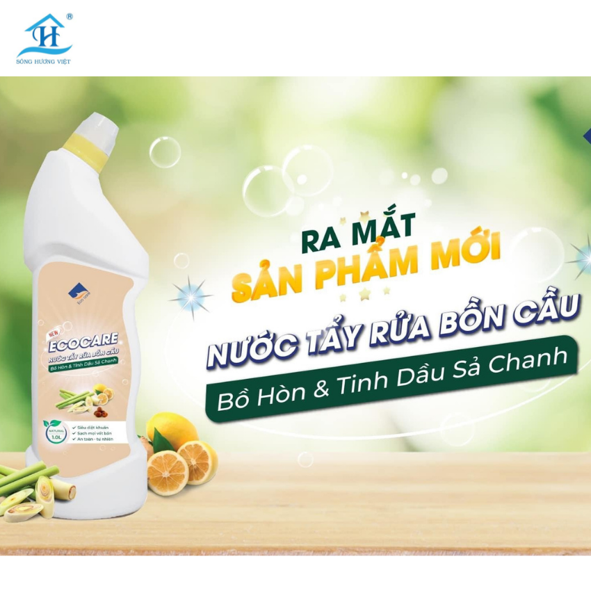 Nước tẩy rửa bồn cầu ECOCARE, chiết xuất thiên nhiên khử mùi diệt khuẩn tốt bảo vệ sức khỏe gia đình - Hàng chính hãng