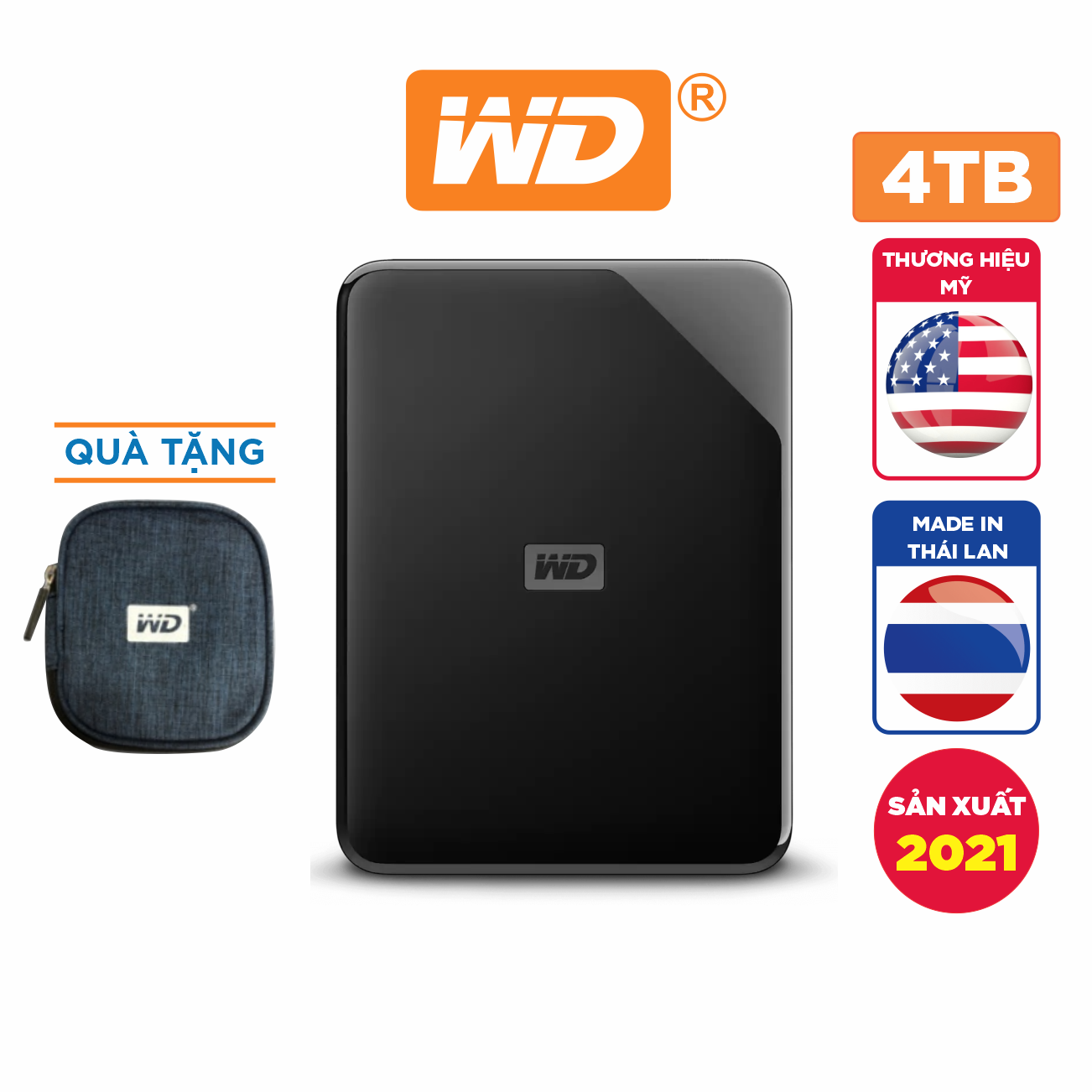 Ổ Cứng Di Động WD Elements SE 4TB USB 3.0 - WDBJRT0040BBK-WESN - Hàng Chính Hãng