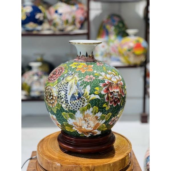 Bình hút tài Lộc H30cm, vẽ vàng kim. Gốm sứ Bát Tràng cao cấp.