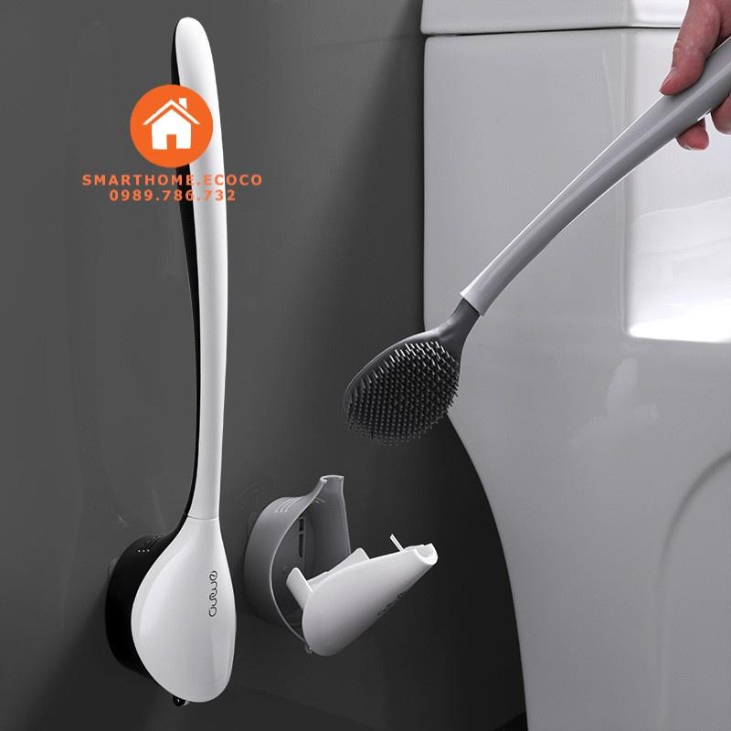 Cọ Vệ Sinh Bồn Cầu, Cọ Chà Toilet Bằng Silicon Dán Tường Tiện Ích