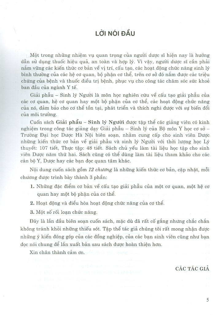 Giải Phẫu Sinh Lý Người (Dùng Cho Đào Tạo Dược Sĩ Đại Học)