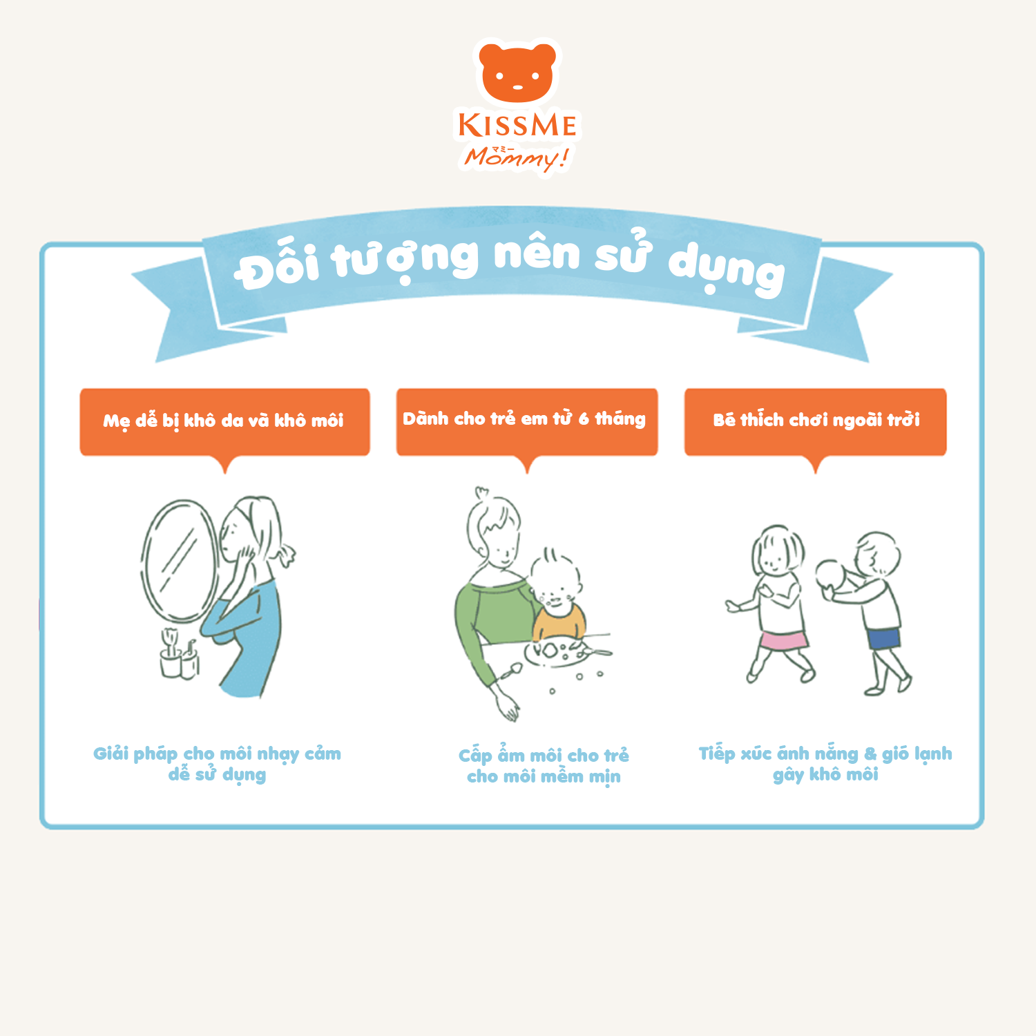 Kem Dưỡng Môi Cấp Ẩm Dành Cho Bé Từ 06 Tháng Tuổi Và Làn Da Nhạy Cảm Kissme Mommy Lip Cream N 2.5 G