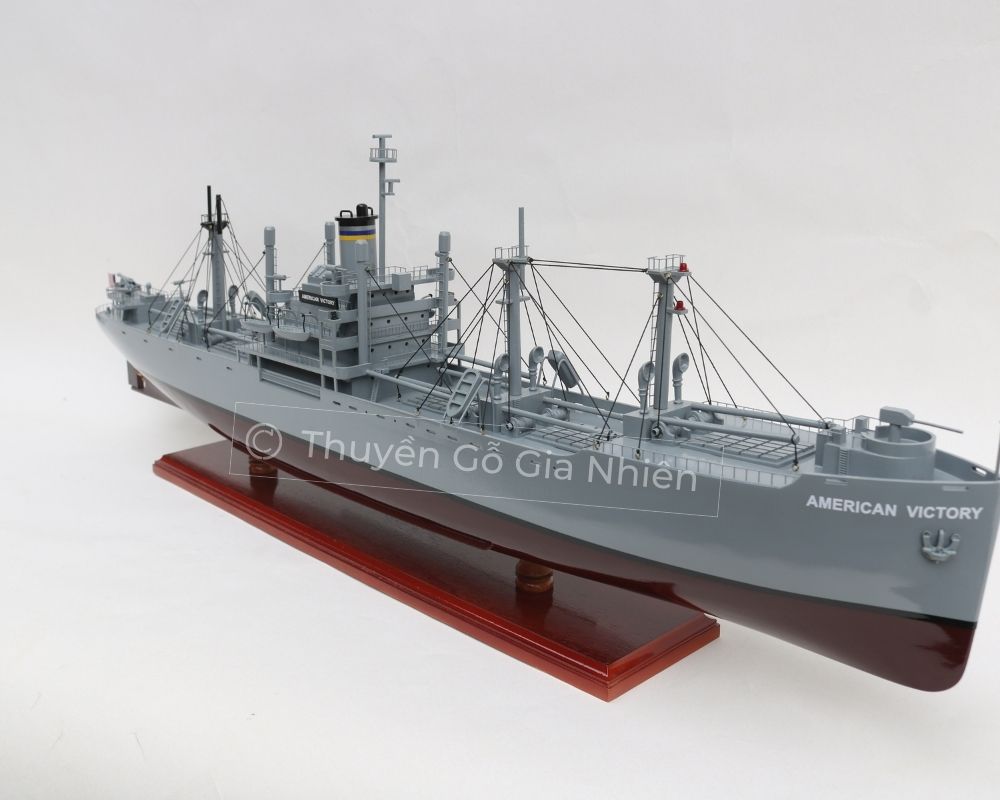 Mô Hình Thuyền Gỗ Phong Thủy Dạng Thuyền Chiến SS American Victory Chính Hãng Hàng Xuất Khẩu Chất Lượng Cao
