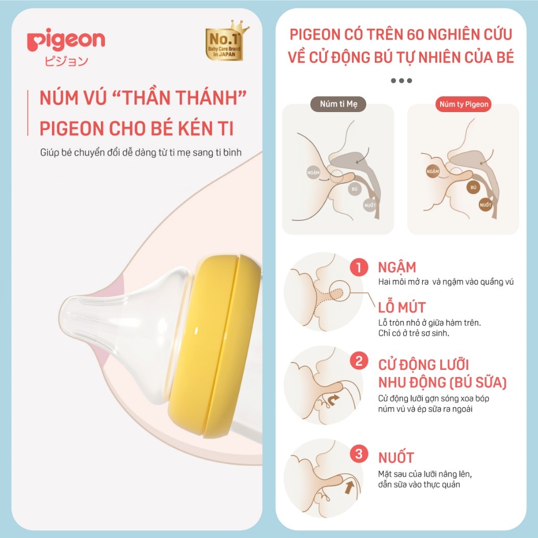 Núm vú cổ rộng silicon siêu mềm Plus (SS) Pigeon (1 cái/vỉ)