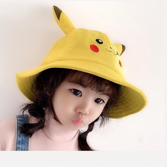 Nón Lưỡi Trai Pikachu, Mũ Tai Bèo Pikachu Dễ Thương Cho Bé Từ 1-2 Tuổi Chất Vải Nhung Mềm Mại