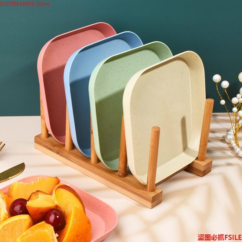 Bộ 8 đĩa ăn bằng nhựa lúa mạch hình vuông loại đẹp