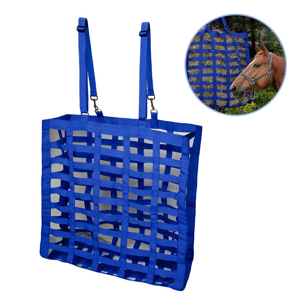 Pro Slow Feed Horse Hay Bag Easy-Feed Hay Net Tote Bag Storage Accessories Blue