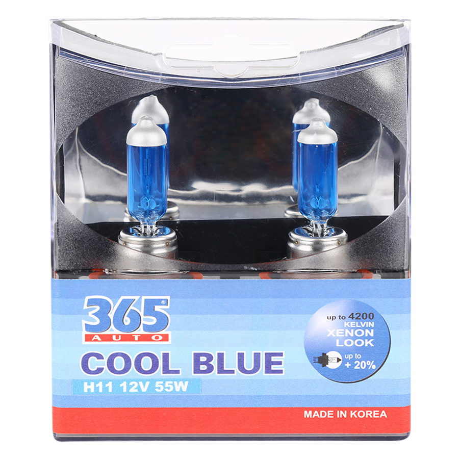 Bộ 2 Bóng Đèn Ô Tô 365-Auto H11 Coolblue (55W) - Xanh