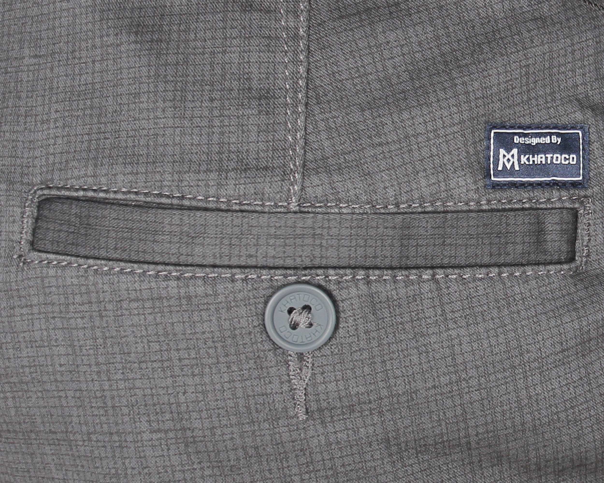 Quần short khaki nam ống đứng màu xám họa tiết Khatoco Q3M378R0- CNMK002-2103-021