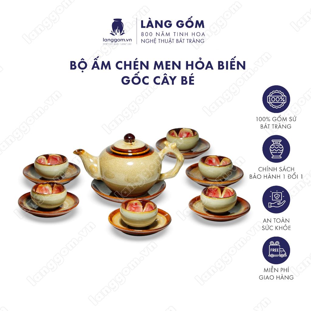 Bộ ấm chén Men hỏa biến Gốc cây - Gốm sứ Bát Tràng - Làng Gốm