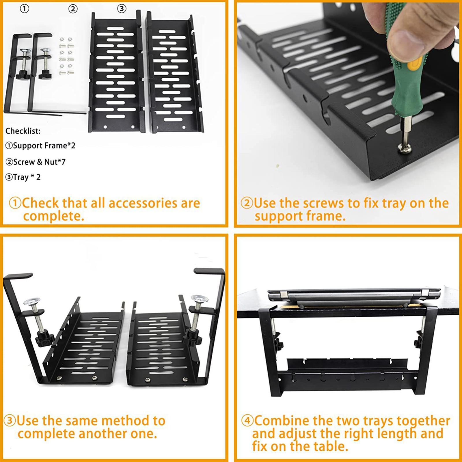 Under Desk Wire Management Iron Cable Management Tray for Internet Cafe Home