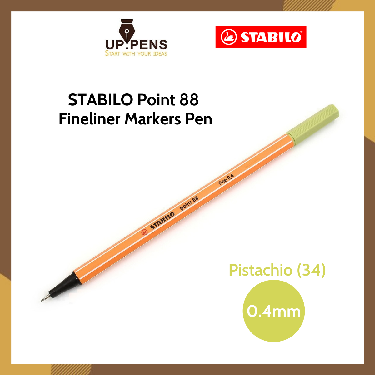 Bút kim màu Stabilo Point 88 Fineliner Makers Pen - 0.4mm - Màu xanh lá mạ natural (Pistachio - 34)