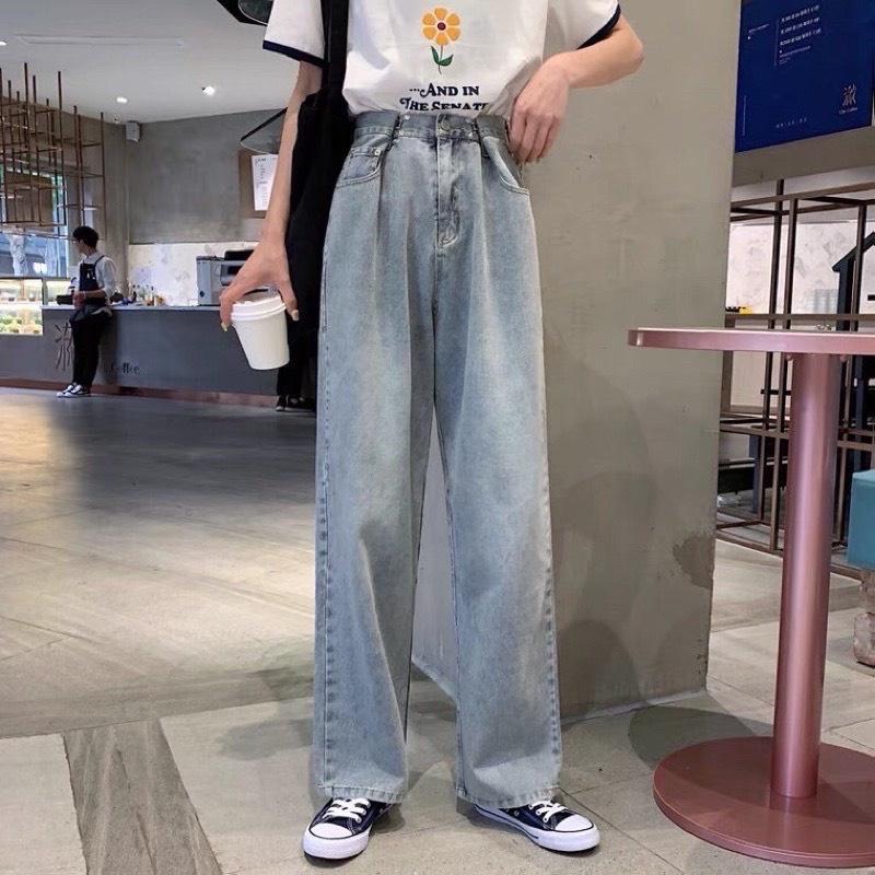 Quần jeans ống rộng gài eo Ulzzang Unisex Kanimi - QJ01
