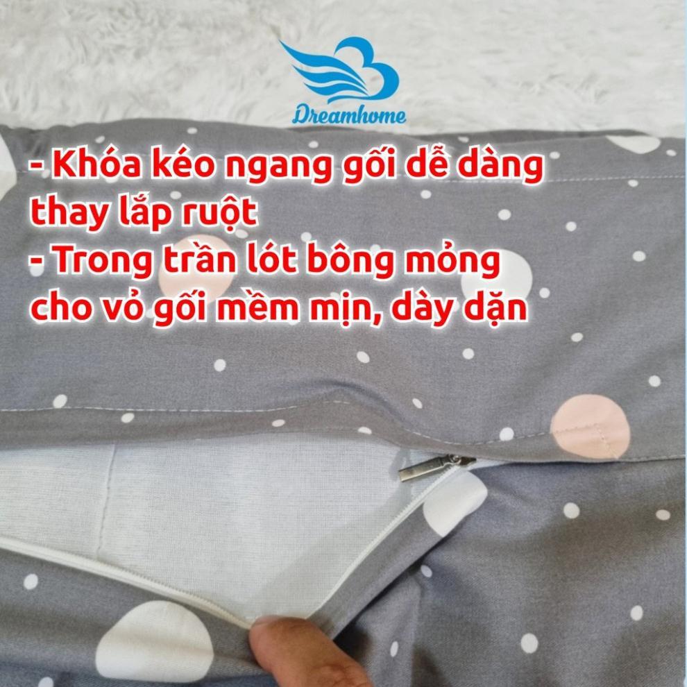 Vỏ gối cotton 100% 45x65 đẹp cao cấp 1 đôi, vỏ gối nằm cotton khóa kéo nhiều màu cho bé