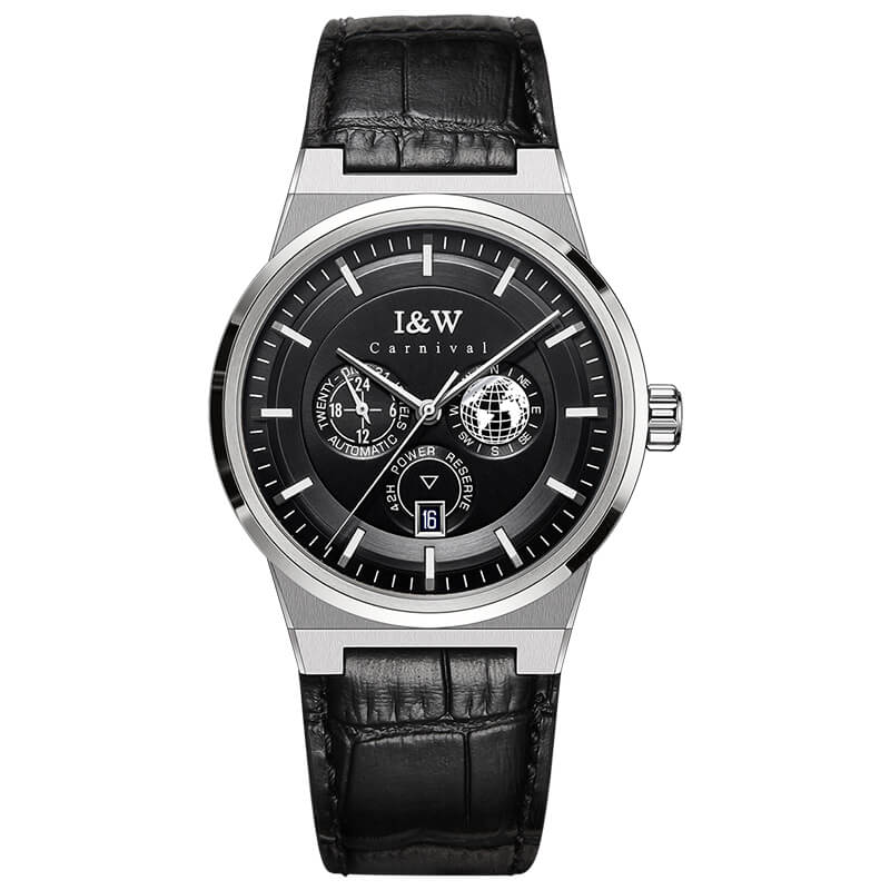 Đồng Hồ Nam I&amp;W Carnival 782G1 Chính Hãng Full Box Chống Nước Kính Chống Xước Dây Da Cao Cấp BH 60T (Máy Cơ Tự Động)