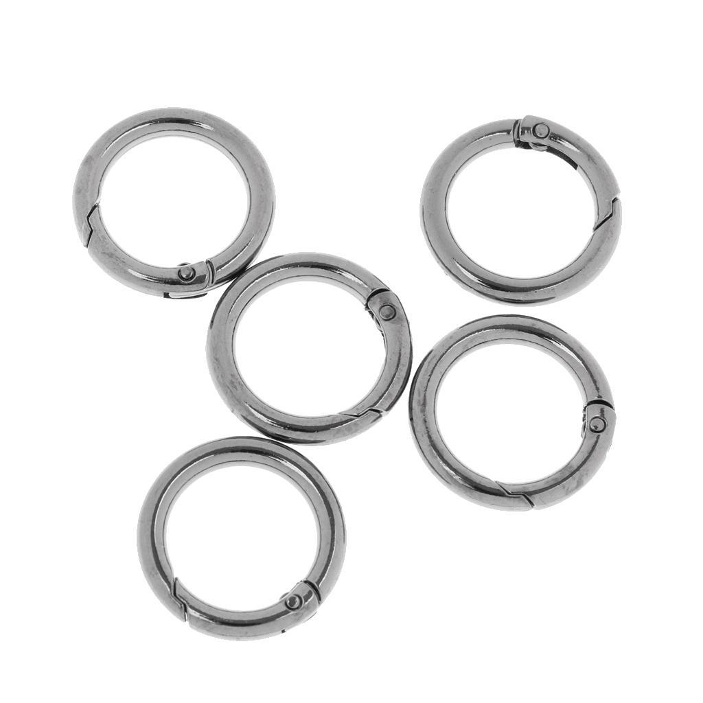2-3pack 5 Pieces 28mm Alloy Round Carabiners Camping Spring Clip Keychain Black