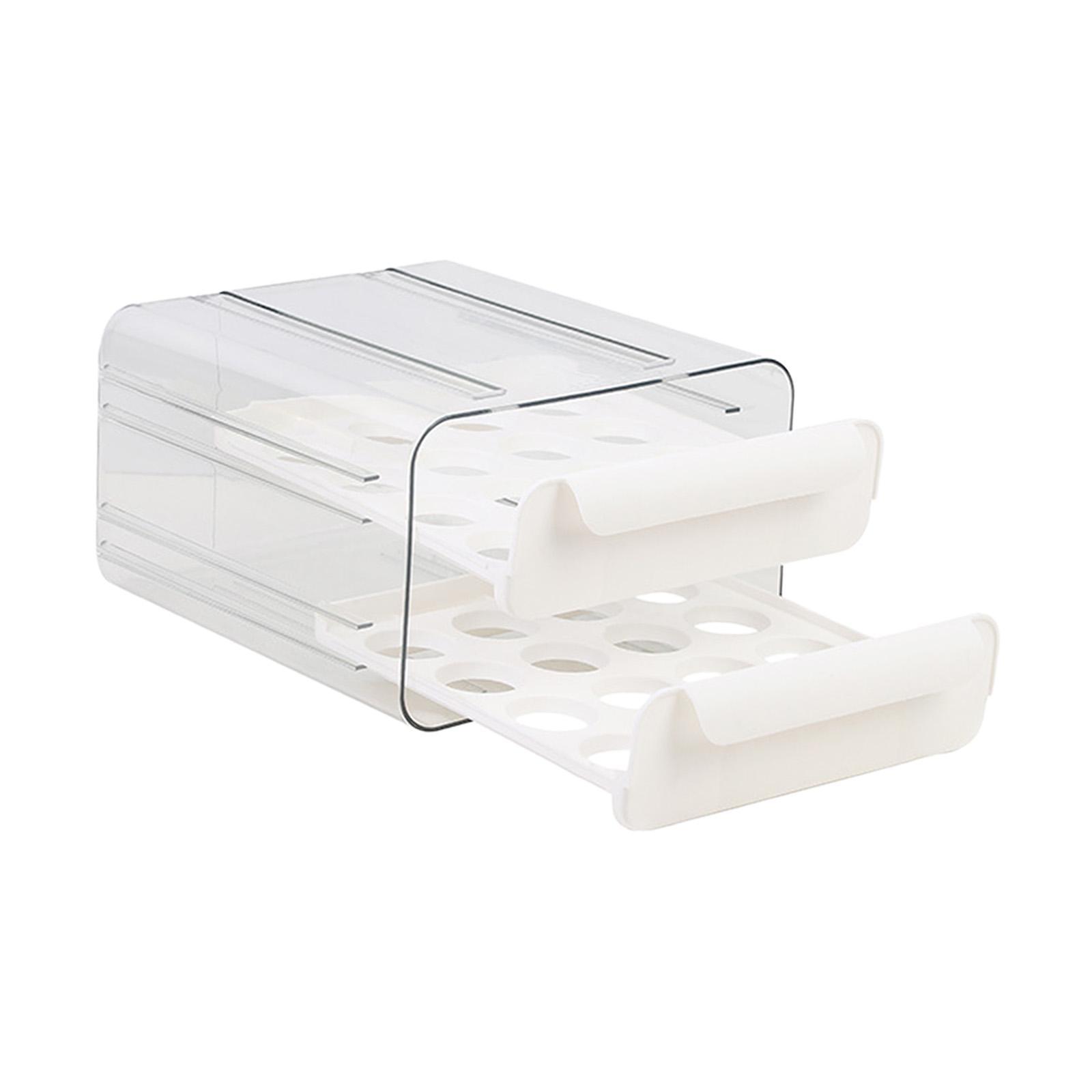 Egg Holder for Refrigerator Egg Tray Durable Large Capacity Transparent Egg Storage Container Drawer Egg Fresh Storage Box for Cupboard