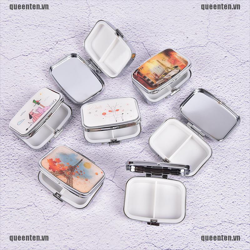 Square Metal Folding case Medicine Organizer Box Storage Container QUVN