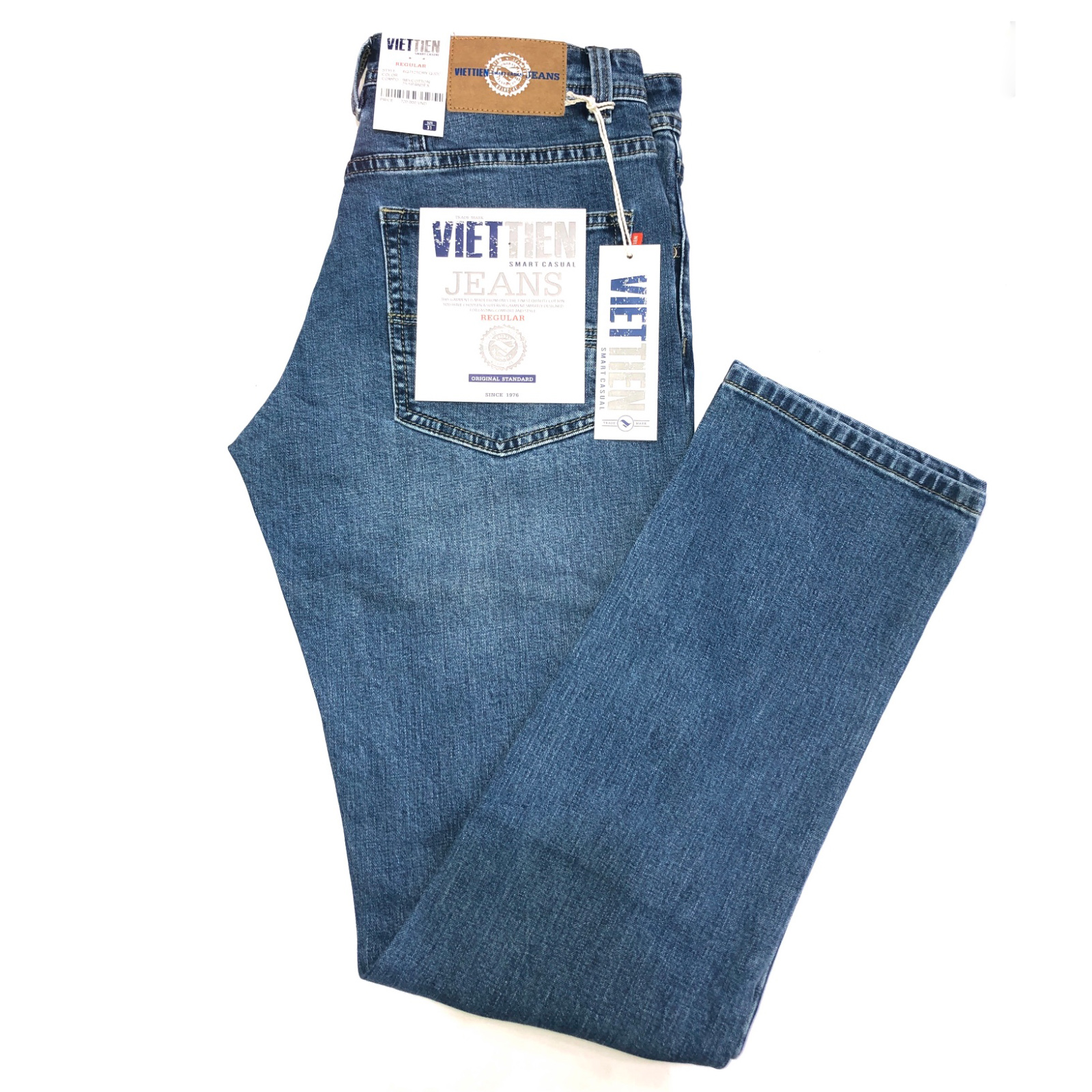 Viettien - Quần jeans nam smart casual regular fit 6Q7121