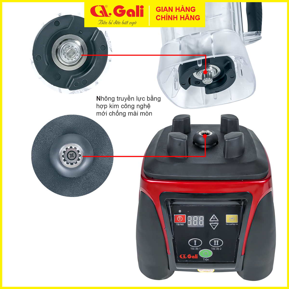 Máy xay sinh tố công nghiệp Gali GL-1525, công suất lớn 2200w, đa chức năng xay, hàng nhập khẩu bảo hành 24 tháng
