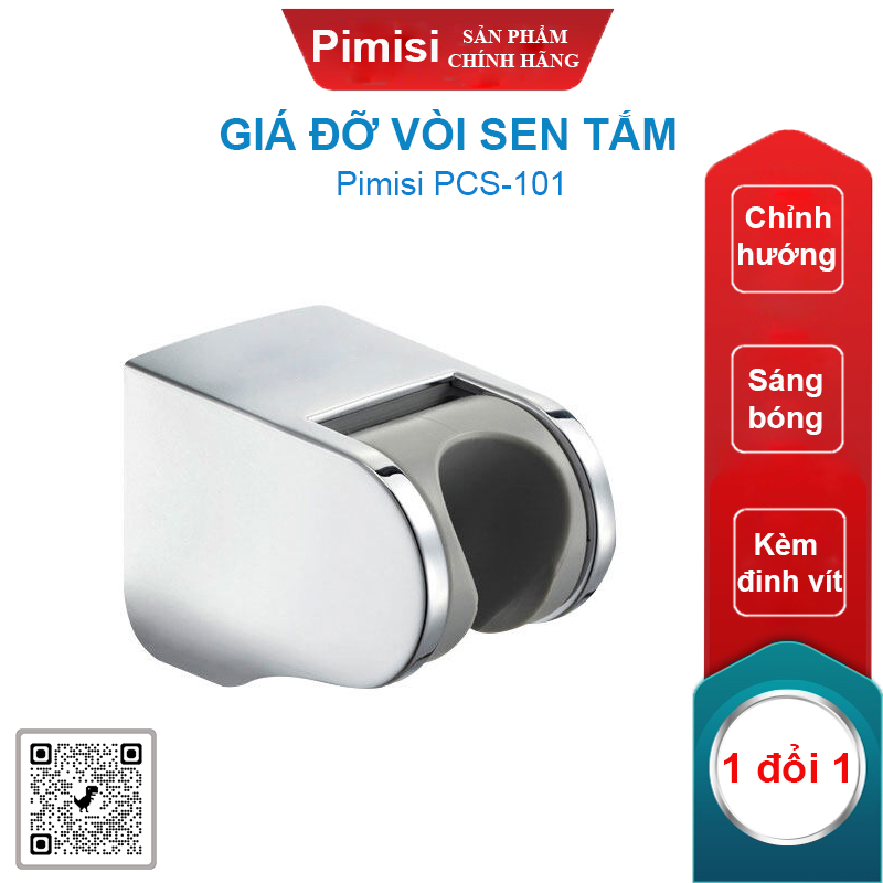 Giá Đỡ Vòi Sen Tắm Pimisi PCS-101 Điều Chỉnh Gập Hướng Tay Sen Cài Cho Vòi Hoa Sen Tắm Gắn Tường Mạ Màu Inox Sáng Bóng Dễ Vệ Sinh | Hàng Chính Hãng