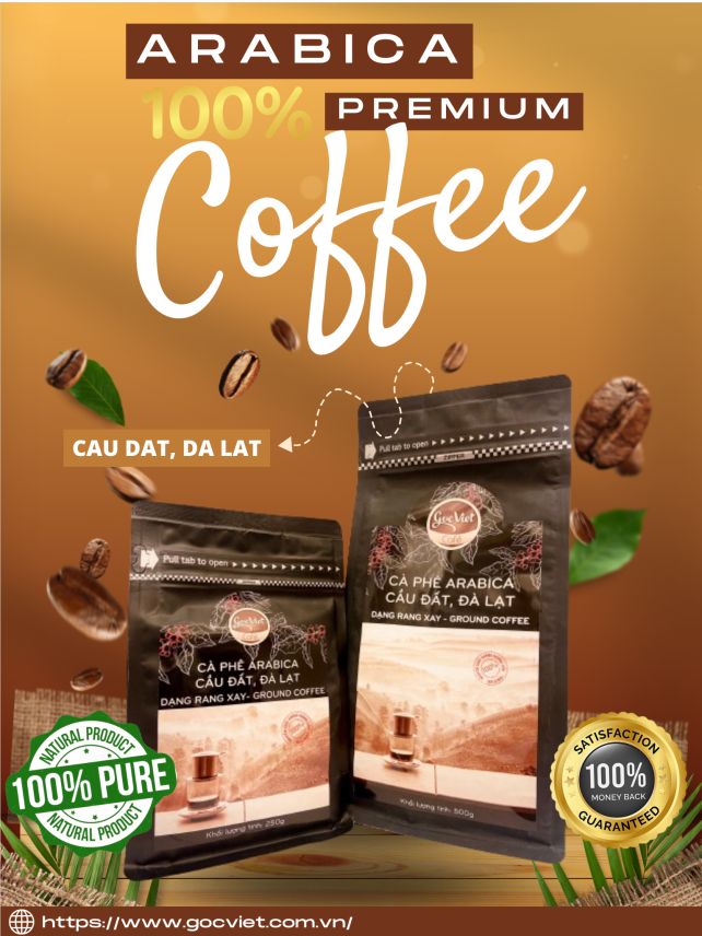 Cà phê Arabica Cầu Đất, Đà Lạt- 100% cà phê nguyên chất 500 g