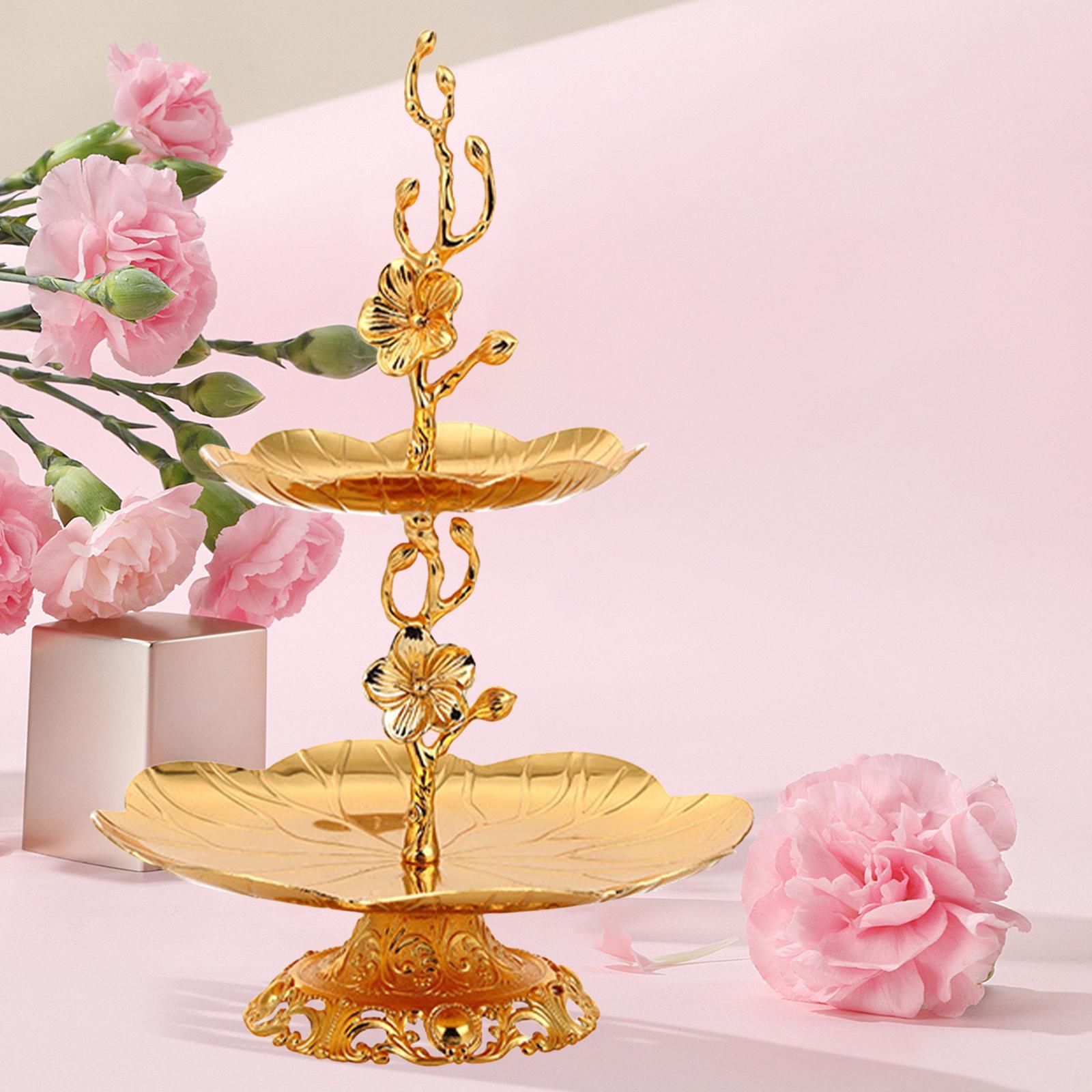 European  Tier Gold Cupcake Stand Statue Cookie Tray Cake Snack Tray Serving Tray Display Holder for Wedding Holiday Home Party Decor
