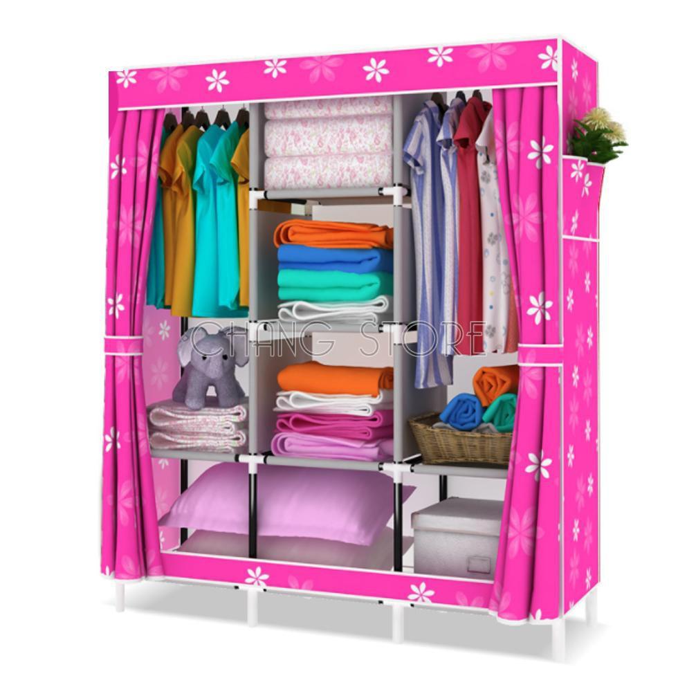 Tủ Vải Đựng Quần Áo 3D 3 Buồng 8 Ngăn Tiện Lợi