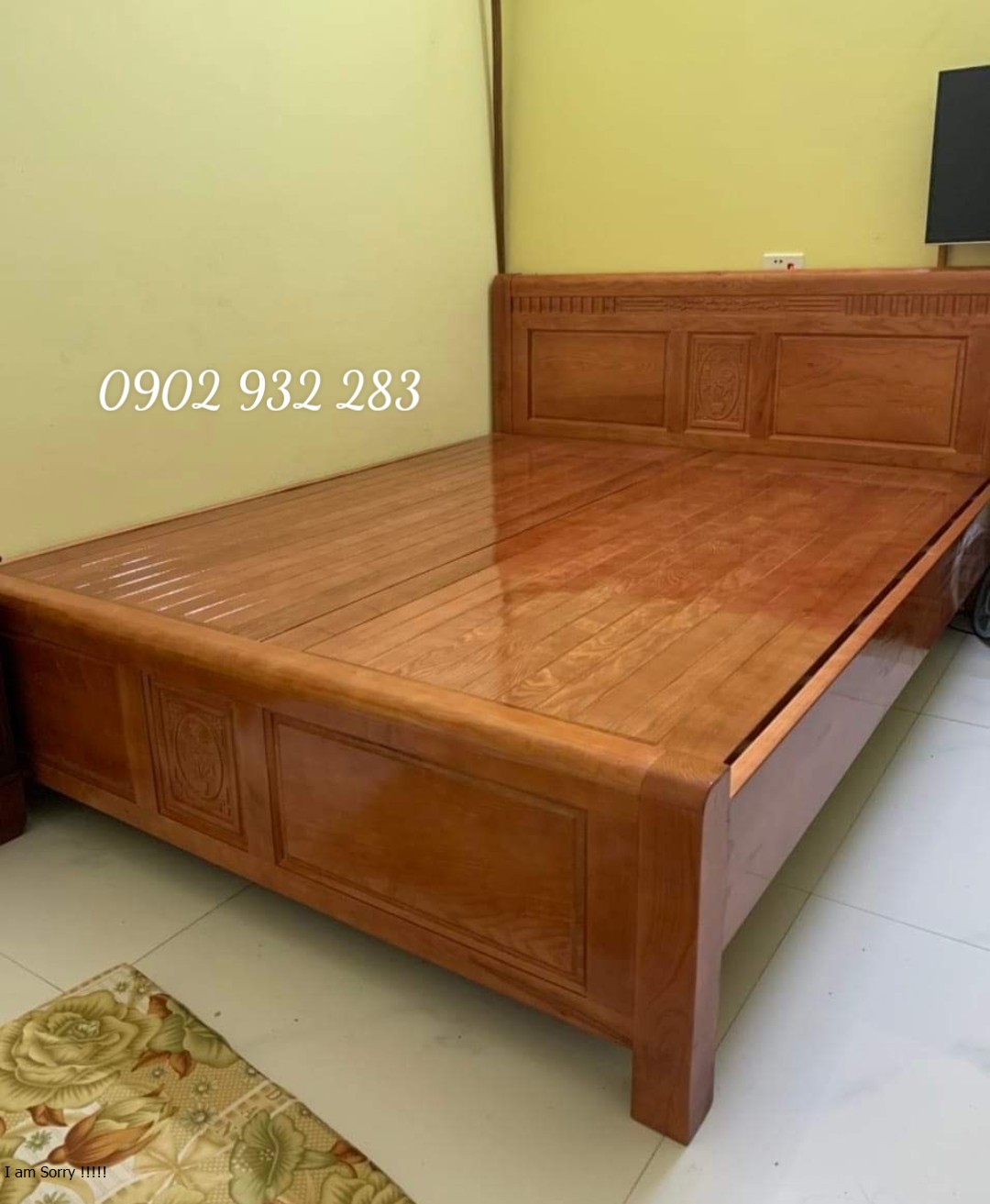 Giường gỗ sồi dạt phản mẫu trơn kích thước 1m6x2m và 1m8x2m - Đồ Gỗ Mạnh Hùng