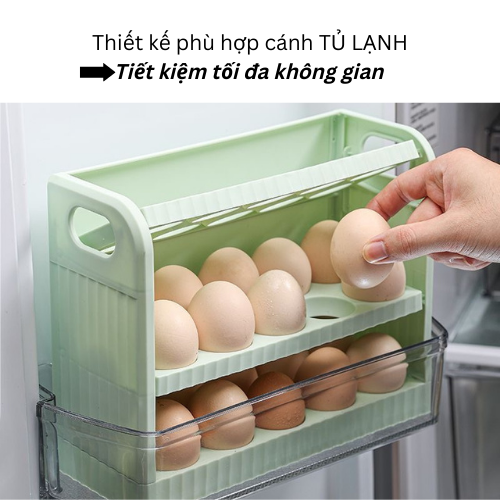 Khay đựng trứng CÁNH TỦ LẠNH 3 tầng 30 quả nhựa PP an toàn cao cấp