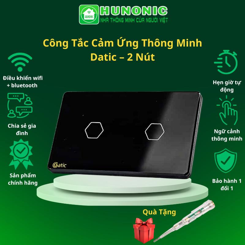 Công Tắc Hunonic Wifi Datic 2 Nút Ấn Chữ Nhật, Bật Tắt Từ Xa Trên Điện Thoại Và Ra Lệnh Giọng Nói