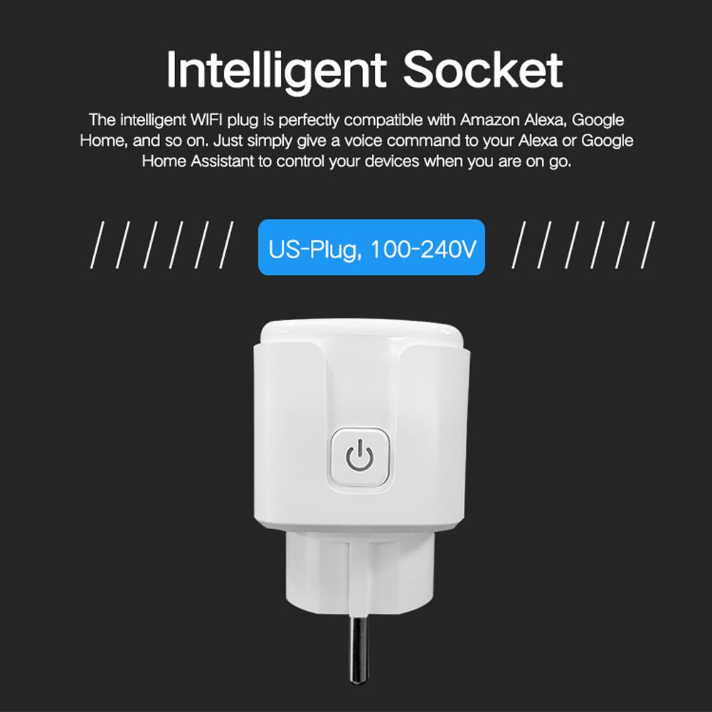 Tuya Wifi Intelligent Socket Remote Control WiFi Plug Wireless Remote Voice Control Timer Smartplug Compatible with