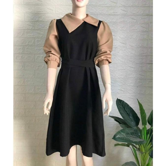 ĐẦM XOÈ PHỐI MÀU CỔ CÁCH ĐIỆU